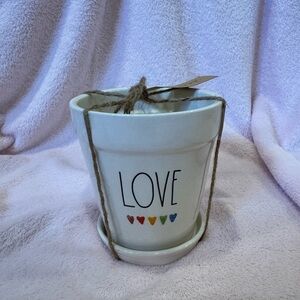 Rae Dunn White Ceramic Planter with Love Design